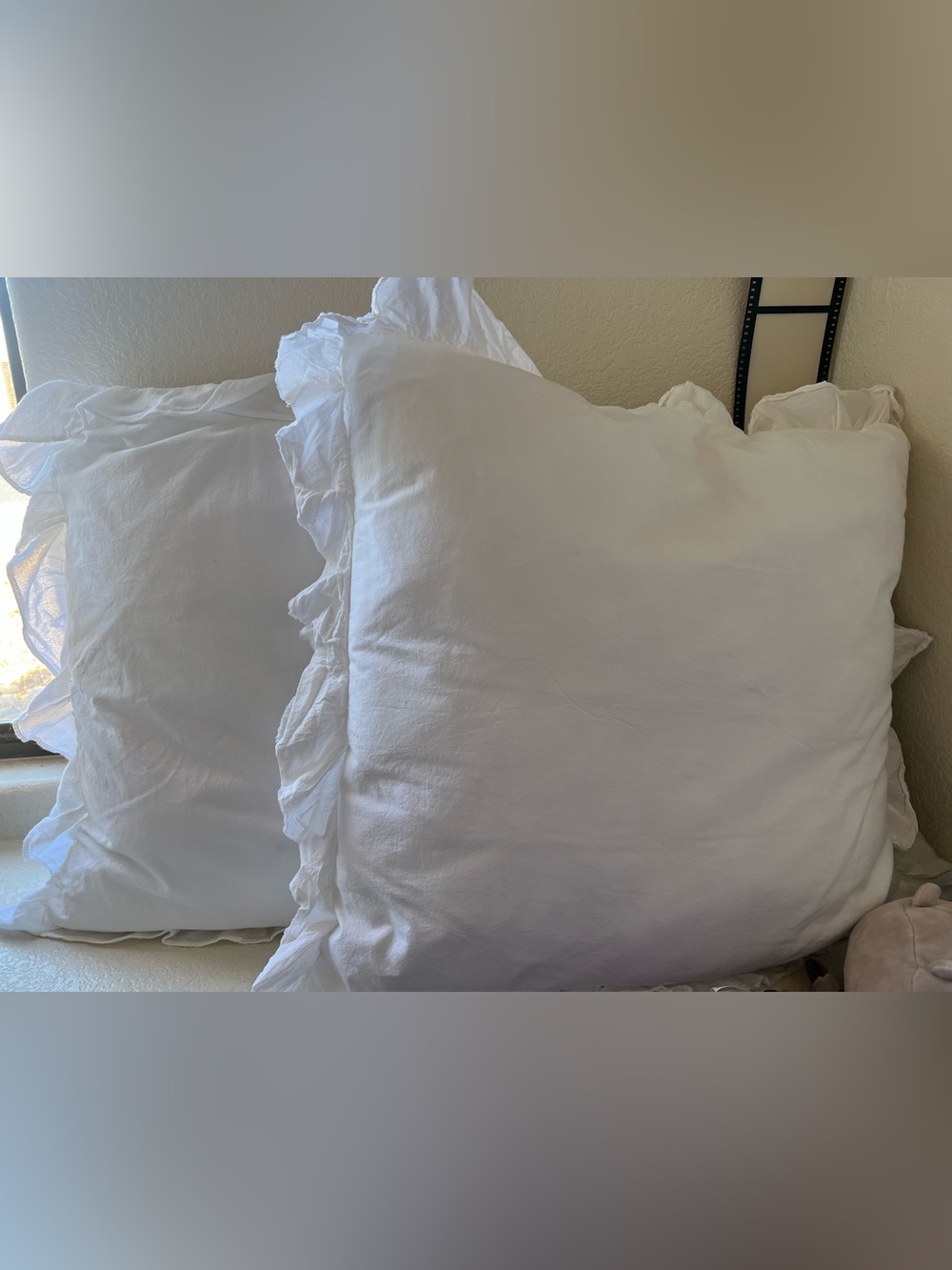 Pie Belle White Ruffled Euro Shams Set of 26x26 100% Cotton